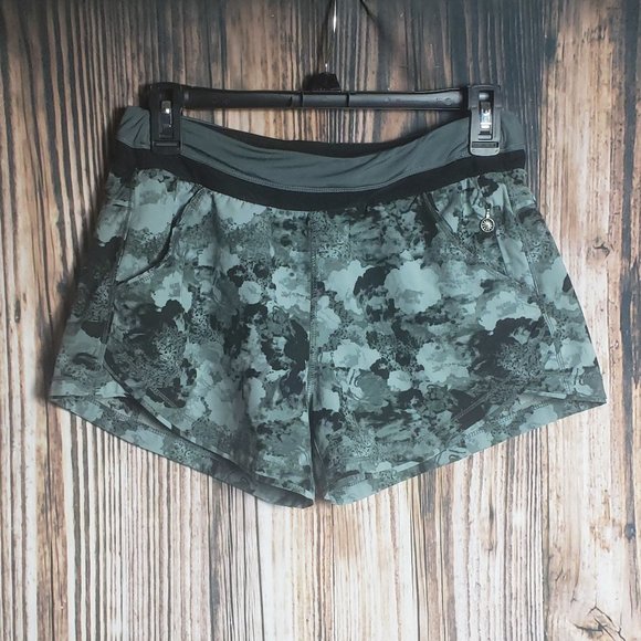 Pants - Grey Print Athletic lined Shorts